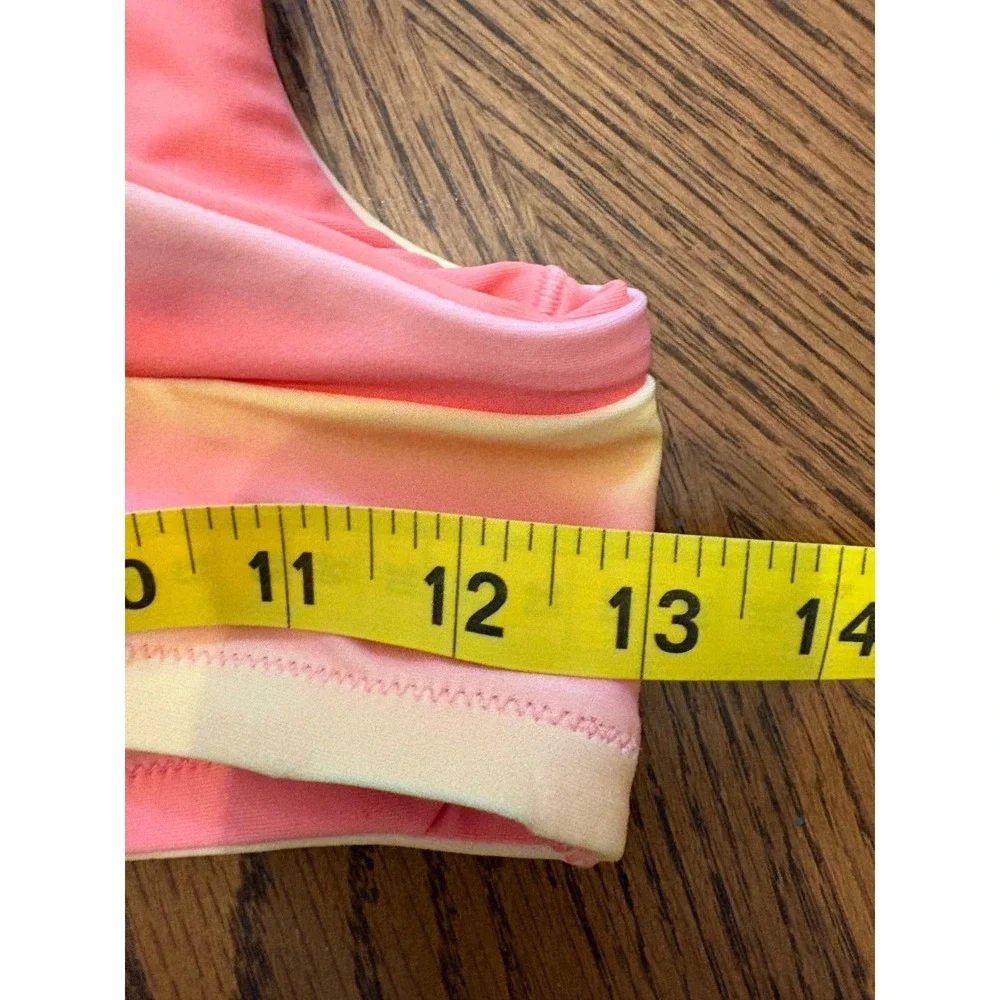 Athleta Girl Reversible High Neck Bikini‎ Top XL 14 Sunset Ombre Coral Pink